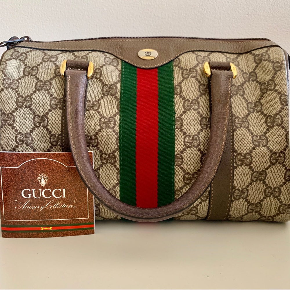 Authentic Gucci Vintage Monogram Large Zip Satchel
